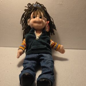 Spunky Sammie Ty Beanie Boppers Dark Brown Ponytail Jeans Striped Shirt & Vest